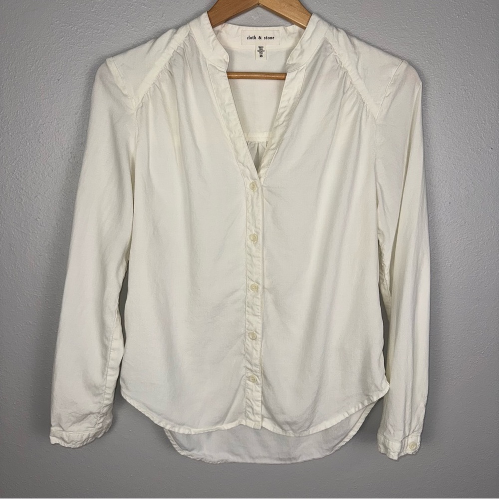 Cloth And Stone By Anthropologie Women XS White Button Down Long Sleeve Lyocell